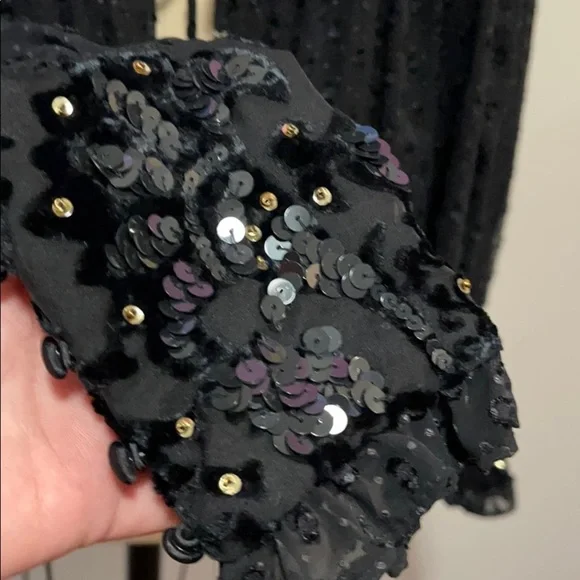 Zara Black Cut Velvet Sequin Baby Doll Top Jacket NWT